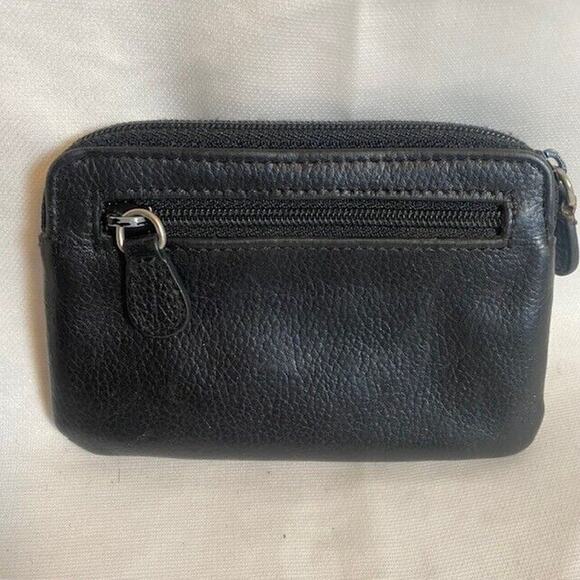 PICARD Germany Black Pebbled Leather Wallet Change Purse Card Holder Zipper - Picture 2 of 6